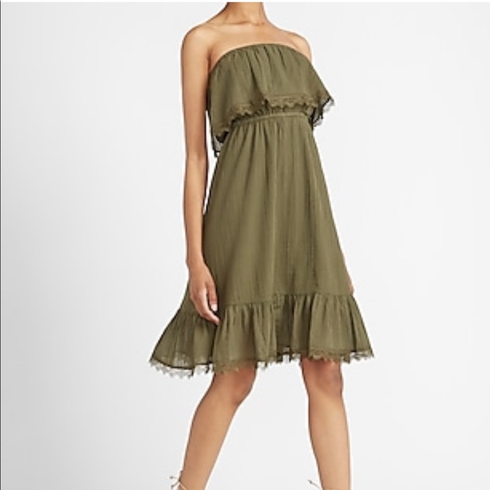 NEW! Express Large off shoulder Lace Trim Dress